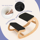 Wooden Rocking Chair with Comfortable Padded Seat Cushion and Knee Support by LJGDeals