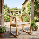 Wooden Rocking Chair with Upholstered Seat and Ladder Back by DirectDeals