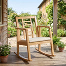 Wooden Rocking Chair with Upholstered Seat and Ladder Back by LJGDeals