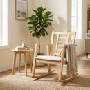 Wooden Rocking Chair with Upholstered Seat and Ladder Back by LJGDeals