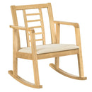 Wooden Rocking Chair with Upholstered Seat and Ladder Back by LJGDeals