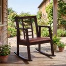 Wooden Rocking Chair with Upholstered Seat and Ladder Back by LJGDeals