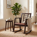 Wooden Rocking Chair with Upholstered Seat and Ladder Back by DirectDeals