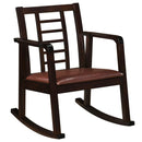 Wooden Rocking Chair with Upholstered Seat and Ladder Back by LJGDeals