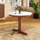 35 Inches Wooden Round Dining Table with Pedestal Base-White by LJGDeals