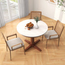35 Inches Wooden Round Dining Table with Pedestal Base-White by LJGDeals