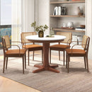 35 Inches Wooden Round Dining Table with Pedestal Base-White by LJGDeals