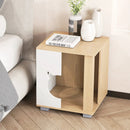 Wooden Semi-enclosed Cat Condo with Kitty Head-shaped Entry and Metal Legs-Natural by LJGDeals