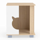 Wooden Semi-enclosed Cat Condo with Kitty Head-shaped Entry and Metal Legs-Natural by LJGDeals