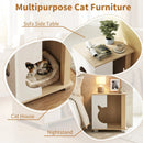 Wooden Semi-enclosed Cat Condo with Kitty Head-shaped Entry and Metal Legs-Natural by LJGDeals