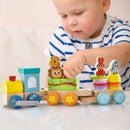 Wooden Stackable Educational Train Set with Colorful Animal Toys and Retractable Locomotive by LJGDeals