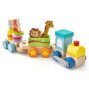Wooden Stackable Educational Train Set with Colorful Animal Toys and Retractable Locomotive by LJGDeals