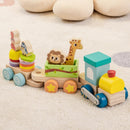 Wooden Stackable Educational Train Set with Colorful Animal Toys and Retractable Locomotive by LJGDeals