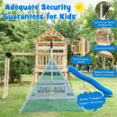 Wooden Swing Set with Large Upper Deck Slide and Steering Wheel by LJGDeals