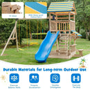 Wooden Swing Set with Large Upper Deck Slide and Steering Wheel by LJGDeals