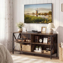Wooden TV Stand Entertainment for TVs up to 55 Inch with X-Shaped Frame by DirectDeals