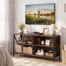 Wooden TV Stand Entertainment for TVs up to 55 Inch with X-Shaped Frame by LJGDeals