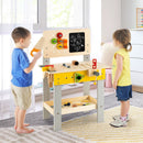 Wooden Pretend Play Workbench Set with Blackboard for Toddlers Ages 3+ by DirectDeals