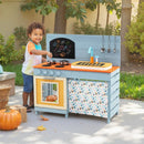 Wooden Toy Kitchen Playset with Removable Circulation Faucet and Cooking Accessories-Blue by LJGDeals