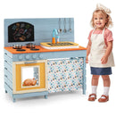 Wooden Toy Kitchen Playset with Removable Circulation Faucet and Cooking Accessories-Blue by LJGDeals