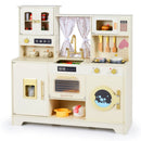Wooden Toy Kitchen Playset with 14 Accessories for Aged 3+ Years-Beige by LJGDeals