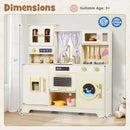 Wooden Toy Kitchen Playset with 14 Accessories for Aged 3+ Years-Beige by LJGDeals