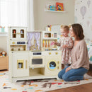 Wooden Toy Kitchen Playset with 14 Accessories for Aged 3+ Years-Beige by LJGDeals
