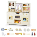 Wooden Toy Kitchen Playset with 14 Accessories for Aged 3+ Years-Beige by LJGDeals