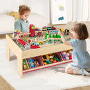 Wooden Train Set Table Kids Multipurpose Activity Play Table with 2 Reversible Tabletops-Red by LJGDeals