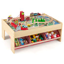 Wooden Train Set Table Kids Multipurpose Activity Play Table with 2 Reversible Tabletops-Red by LJGDeals