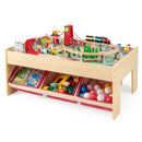 Wooden Train Set Table Kids Multipurpose Activity Play Table with 2 Reversible Tabletops-Red by LJGDeals