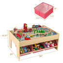 Wooden Train Set Table Kids Multipurpose Activity Play Table with 2 Reversible Tabletops-Red by LJGDeals