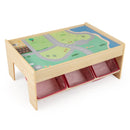 Wooden Train Set Table Kids Multipurpose Activity Play Table with 2 Reversible Tabletops-Red by LJGDeals