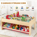 Wooden Train Set Table Kids Multipurpose Activity Play Table with 2 Reversible Tabletops-Red by LJGDeals