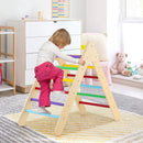 2-in-1 Wooden Triangle Climber Set with Gradient Adjustable Slide by LJGDeals