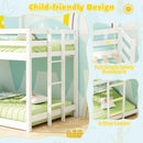 Wooden Twin Over Twin Bunk Bed with Full-length Safety Guardrail and Ladder-White and Gray by DirectDeals