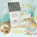 Wooden Twin Over Twin Bunk Bed with Full-length Safety Guardrail and Ladder-White and Gray by LJGDeals