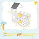 Wooden Twin Over Twin Bunk Bed with Full-length Safety Guardrail and Ladder-White and Gray by DirectDeals