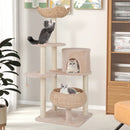 59 Inches Cattail Cat Tower with Sisal Scratching Posts and Soft Hammock-Beige by LJGDeals