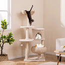 59 Inches Cattail Cat Tower with Sisal Scratching Posts and Soft Hammock-Beige by LJGDeals