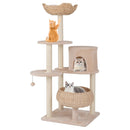 59 Inches Cattail Cat Tower with Sisal Scratching Posts and Soft Hammock-Beige by LJGDeals