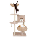 59 Inches Cattail Cat Tower with Sisal Scratching Posts and Soft Hammock-Beige by LJGDeals