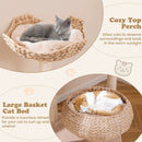 59 Inches Cattail Cat Tower with Sisal Scratching Posts and Soft Hammock-Beige by LJGDeals