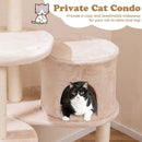 59 Inches Cattail Cat Tower with Sisal Scratching Posts and Soft Hammock-Beige by LJGDeals