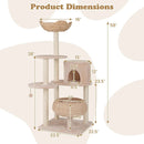 59 Inches Cattail Cat Tower with Sisal Scratching Posts and Soft Hammock-Beige by LJGDeals