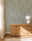 Blue Stripe Playful Dog Silhouette Wallpaper