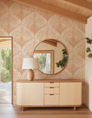 Peach & White Scallop Wallpaper - Art Deco Blockprint