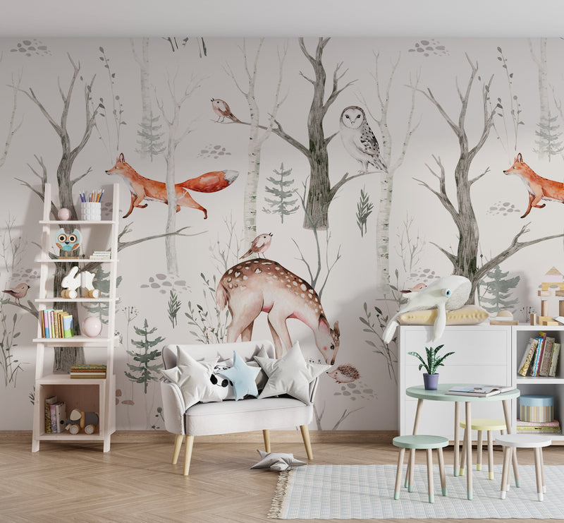 Woodland Creatures & Animals Peel and Stick Wallpaper