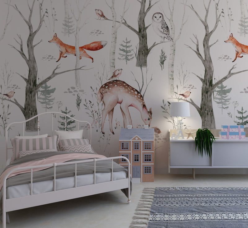 Woodland Creatures & Animals Peel and Stick Wallpaper