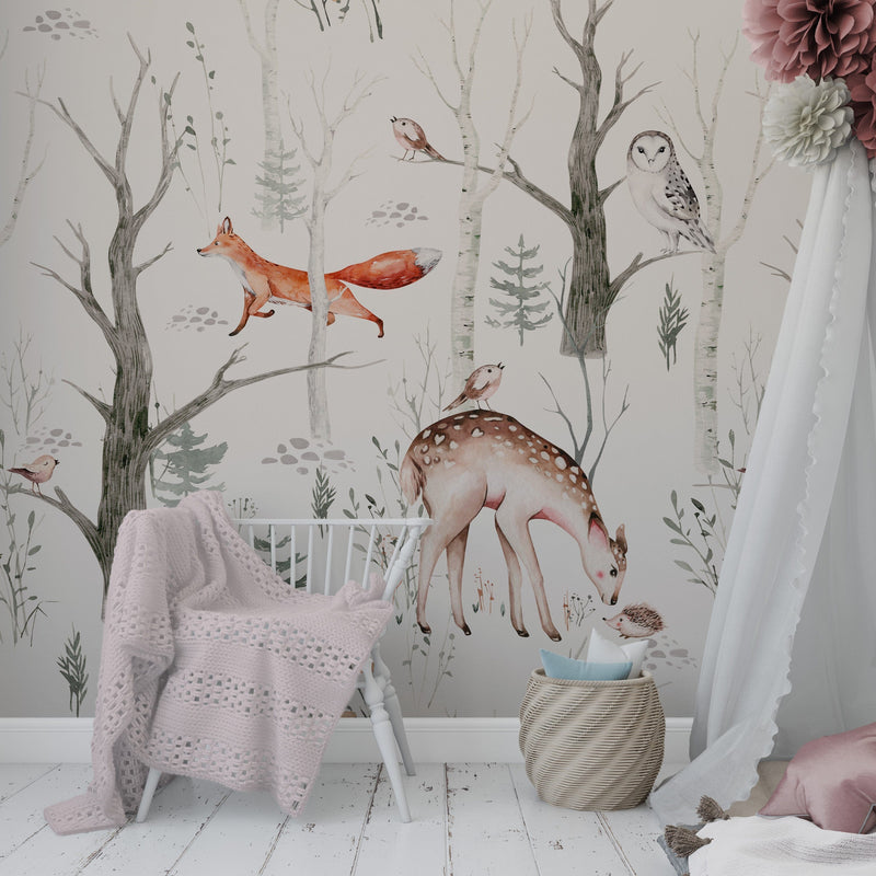 Woodland Creatures & Animals Peel and Stick Wallpaper